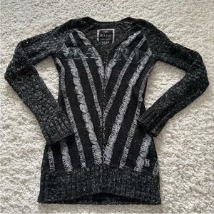 Karv 90s y2k dark grunge streetwear goth deep vneck knit ribbed long sweater